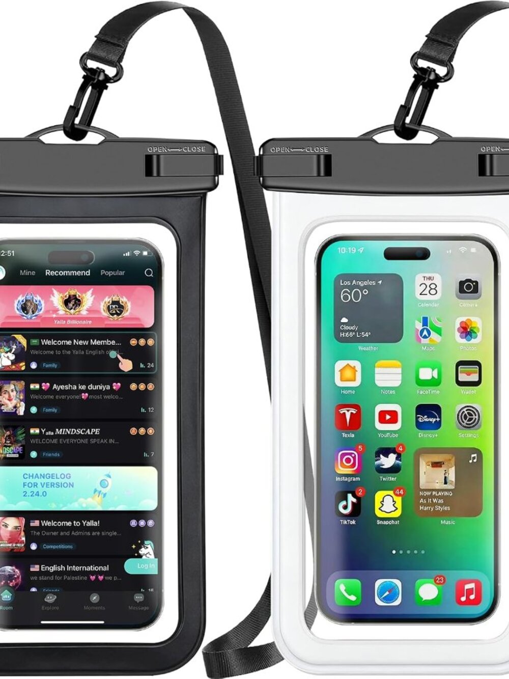 Waterproof Phone Pouch,2 Pack Black White Phone Waterproof Case,Cell Phone Dry B